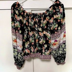 RACHEL ROY floral cropped boho peasant shirt
